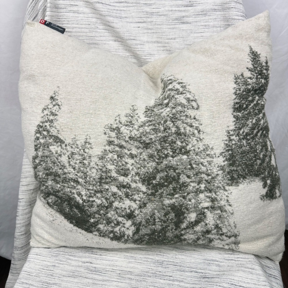 David Fussenegger Winter Holiday Accent Pillow Evergreen Fir Trees Cozy Decor